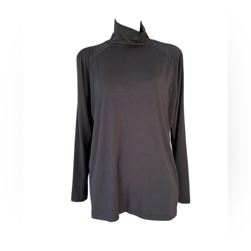 Athleta women’s cold shoulder turtleneck long sleeve black top size M preloved - Picture 5 of 11